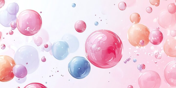 Abstract Colorful Bubbles on White Background with Soft Lighting for Creative Design