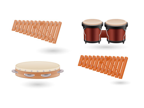 Colorful percussion instruments for music and dance performances