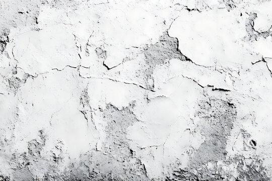 Cracked white plaster texture with rough surface and weathered details.