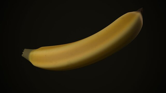 Realistic banana on black background. 3d rendering