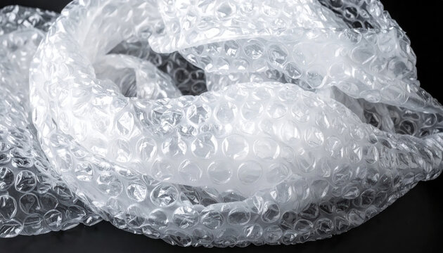 Close-up view of clear plastic bubble wrap material showcasing its protective cushioning texture