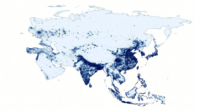 Asia Population Density Map Concept