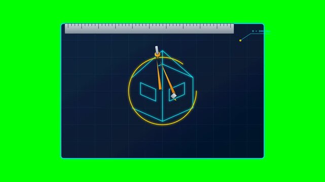 Animasi Architect Blueprint Compass 4K Motion Graphic Animation | Seamless Loop