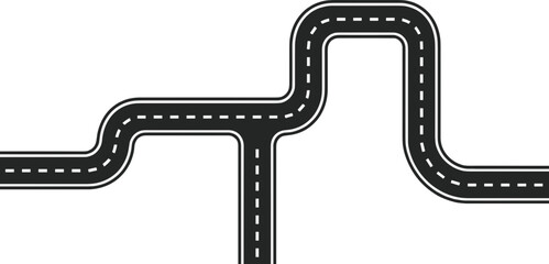 Fototapeta premium Black asphalt street highway vector illustration with dashed line markings