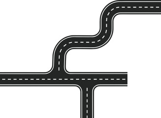 Naklejka premium Black asphalt street highway vector illustration with dashed line markings