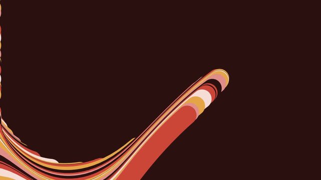 Abstract background with flowing vibrant orange and yellow curved lines on dark brown backdrop