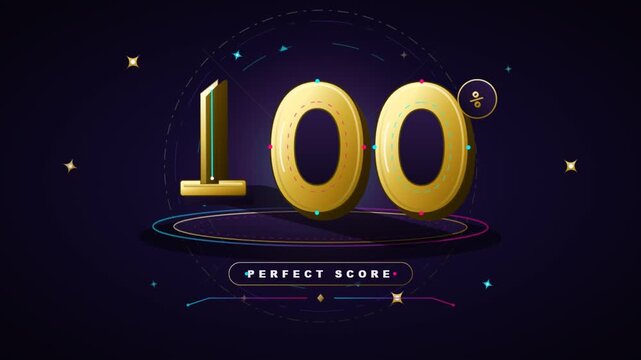 Perfect Score 100 Points Achievement Celebration.