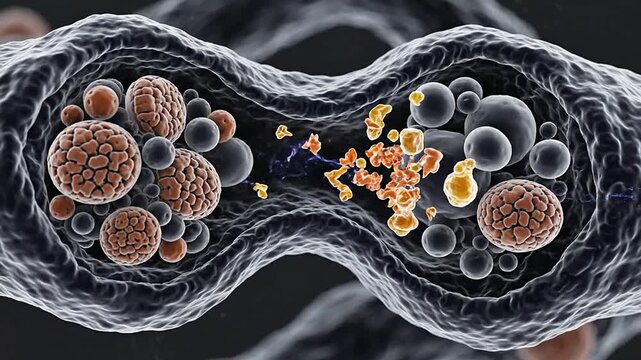 Close-Up Of Aging Neurons Illustrating Weaker Signal Transmission Between Synapses In A Detailed Biological Visualization