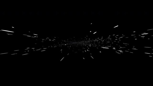 A dynamic space transit motion background showcasing linear white light particles bursting outward to simulate high-speed hyperspace acceleration.