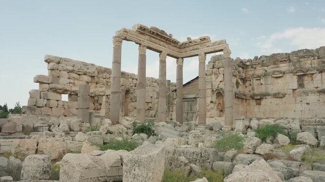Ancient Roman Temple Ruins Baalbek Columns Lebanon Archeology