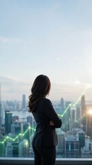 Fototapeta premium Businesswoman Overlooking City Skyline Women Empowerment Concept Photo