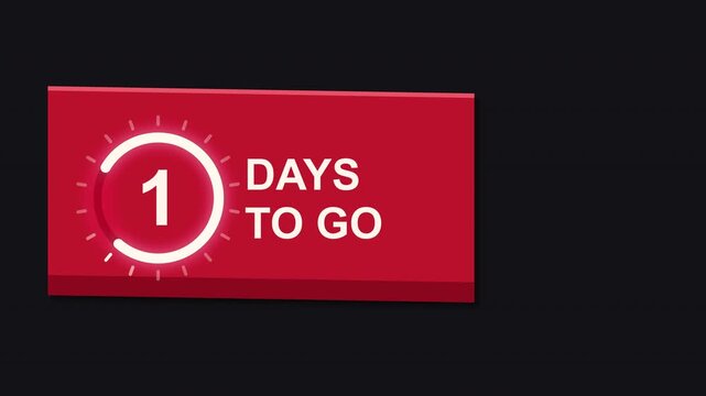 Animated countdown timer graphic with 6 days to go, red banner motion graphic, event notification
