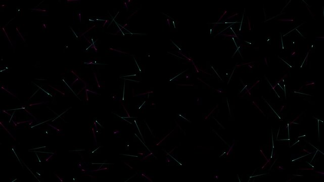 Animated confetti particles moving dynamically against black background abstract motion graphic festive celebration and party overlay.