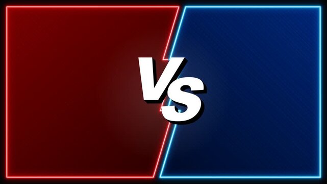 Motion graphics versus screen video clip with neon red and blue glowing borders for competition