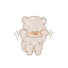 Fototapeta premium ガッツポーズをしているくまのキャラクターイラスト