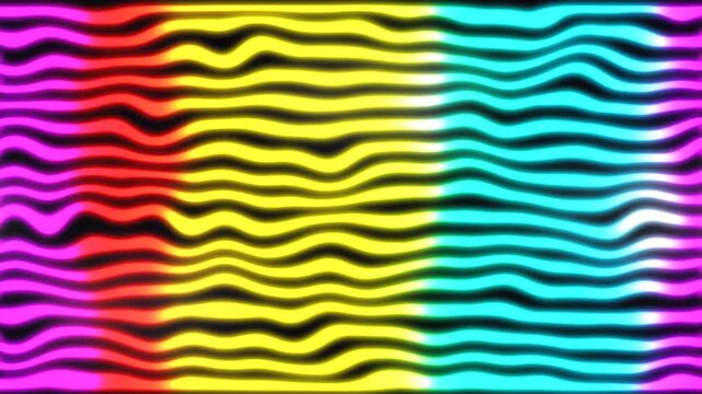 Colorful wavy lines in vibrant pattern. 2d animation