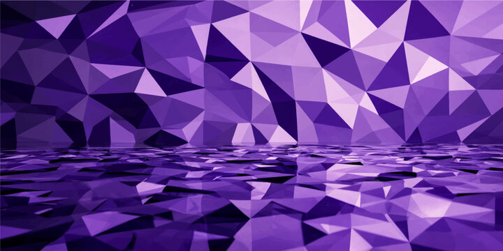Abstract low poly purple polygon triangle mosaic reflective background design for vector illustration artwork