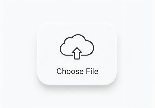 Upload file icon with upward arrow button isolated on white background