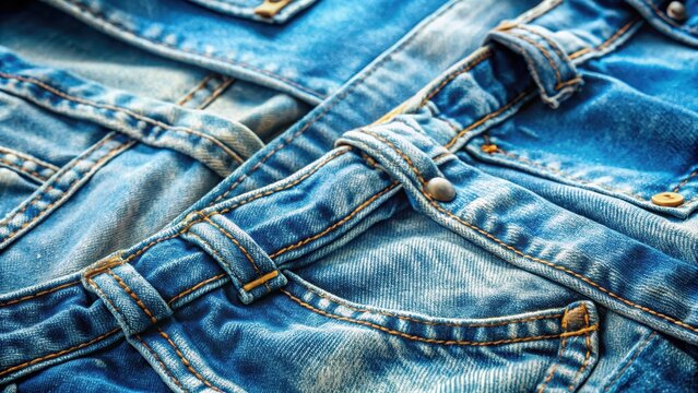 Jeans in acid wash blue denim background texture close up faded wash