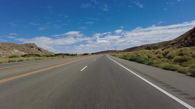 395 Scenic Byway North 3 Ridgecrest to Owens Lake 18 Front View MultiCam Driving Plate Sierra Nevada Mts California