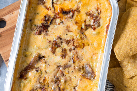 Homemade Cheesy Brisket Meican Queso Cheese Dip