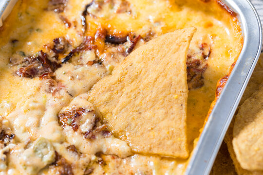 Homemade Cheesy Brisket Meican Queso Cheese Dip