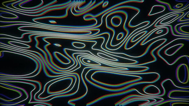 Glitch Rainbow Contour Lines Background Loop