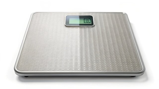 A digital bathroom scale on isolated white background