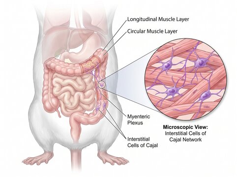 Anatomical Diagram of Rat Digestive System and Interstitial Cells of Cajal Network
