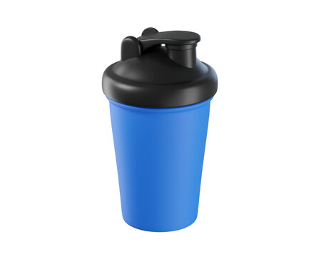 3D Blue Shaker Bottle isolated. With secure lid for protein shakes, smoothies, and supplements, ideal for gym workouts, fitness, and daily hydration. 3d render
