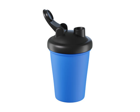 3D Blue Shaker Bottle isolated. With secure lid for protein shakes, smoothies, and supplements, ideal for gym workouts, fitness, and daily hydration. 3d render
