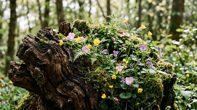 Flowers on stump