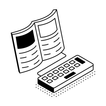 Isometric digital book displayed with an open reading interface and keyboard for online study.