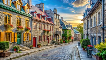 Naklejka premium Rue du petit champlain at lower town basseville in old quebec city quebec canada