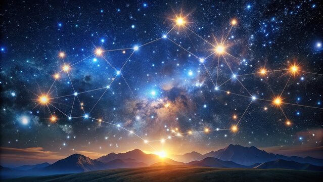 Galaxy constellation stars with zodiac signs on the night sky astrology astrological horoscope esoterics