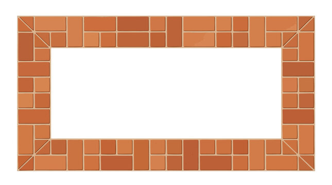 Terracotta brick wall texture border frame for landscape photo
