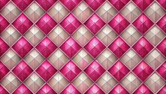 Seamless geometric diamond and rhombus pattern in pink color for vintage wallpaper or fabric textile design