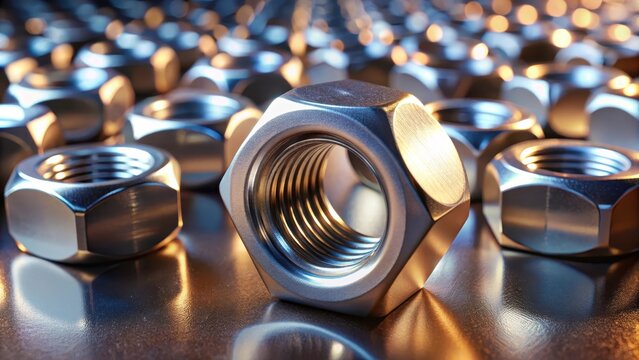 Stainless hex nut with clean threads and polished edges