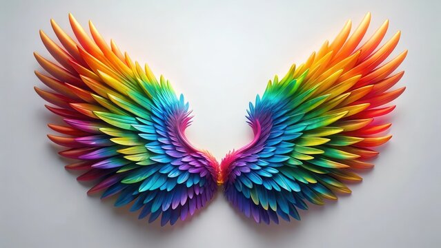 Abstract colorful wings rainbow isolated on white background