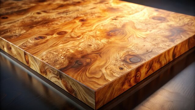 Wooden board with poplar burl veneer