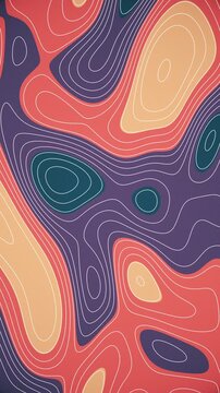Retro Topographic Contour Map Background Loop