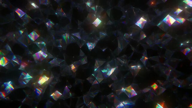 クリスタルの断面が複雑に光を反射する接写