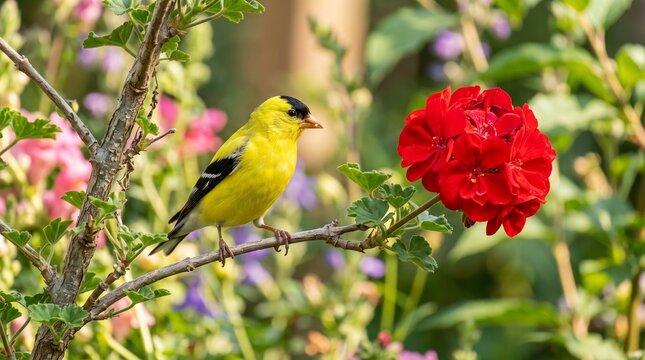 Goldfinch on flower