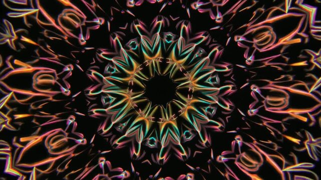 青緑と金が織りなす万華鏡模様が幾重にも重なる光景