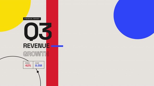 Animated modern infographic for Q3 financial report showing revenue growth and margins