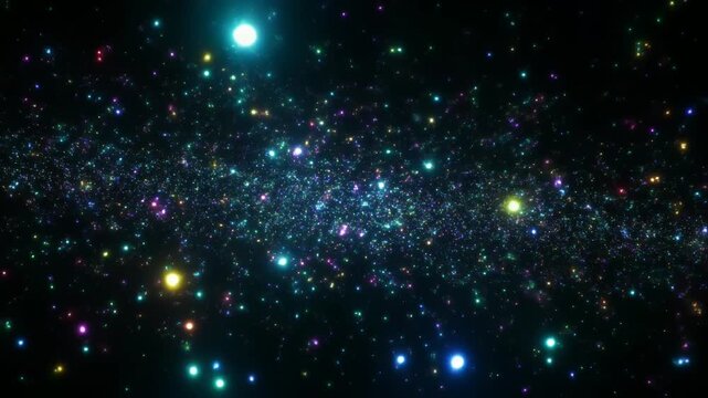無数の光の点が独立して動きながら群れを成す光景