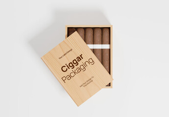 Wooden Cigarette Box Mockup