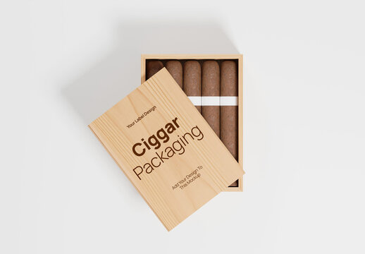 Wooden Cigarette Box Mockup