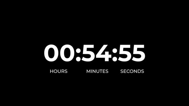 1 hours work shift icon animation with countdown wise arrow loop.