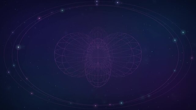 Qubit sphere morphing energy states over dark background seamless loop